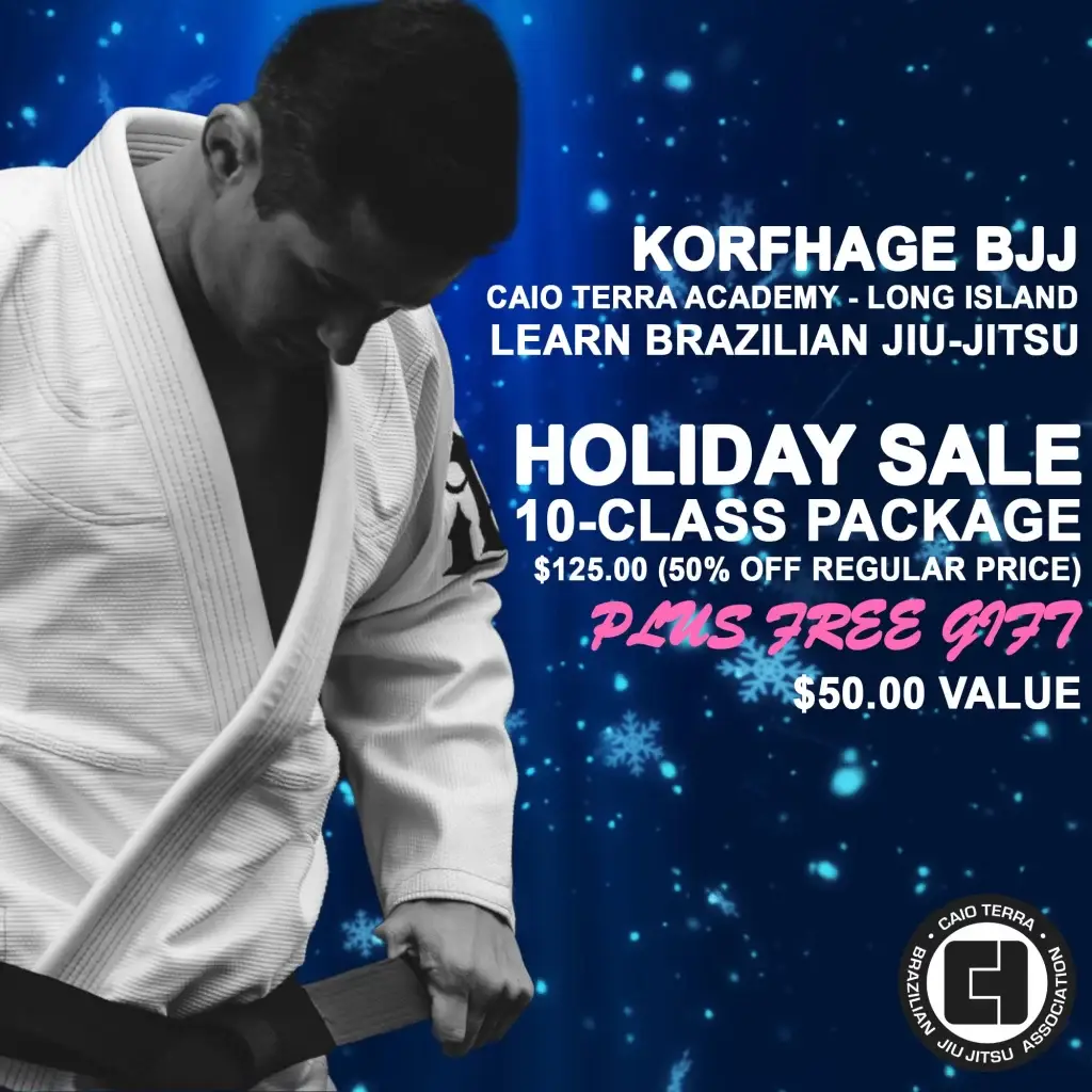 Brazilian Jiu-Jitsu belt promotion at Korfhage BJJ with teammates celebrating and congratulating each other on the mat.
